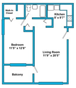 Olde Derby 1 Bedroom Updated Floorplan